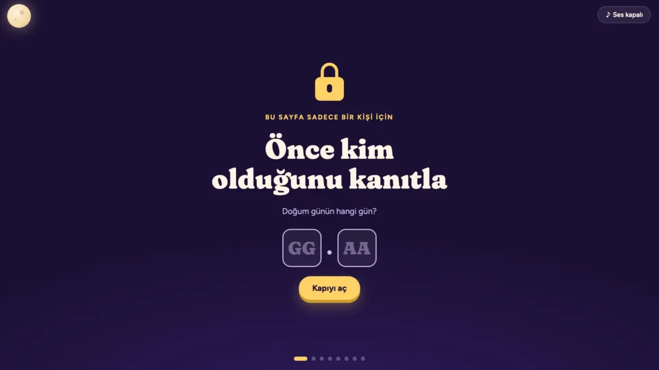 Doğum Günü Sürprizi giriş ekranı